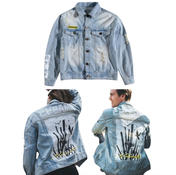 Bibisama "Hagane" Anime Inspired Streetwear Unisex Demin Jacket Size 1 - Picture 1 of 16